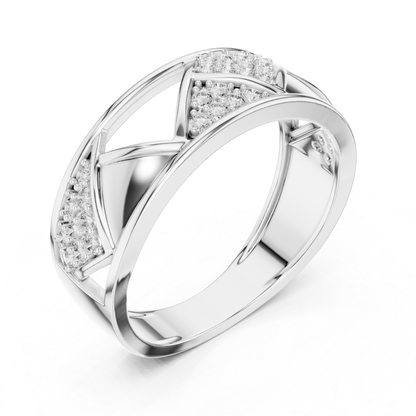 White gold open geometric ring with round diamonds
Elegant white gold diamond crossover ring design
Modern white gold pave diamond fashion ring
White gold criss cross ring with round diamond accents
Luxury white gold statement ring for women
Stylish white gold diamond band with open pattern
Fine jewelry white gold round diamond ring
Unique white gold geometric diamond ring closeup
Handmade white gold diamond ring modern style
White gold designer ring with sparkling diamonds