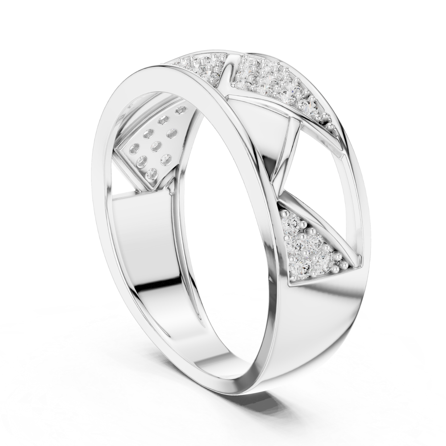 White gold open triangle ring with round diamonds
Modern white gold geometric diamond band ring
Elegant white gold criss cross diamond ring
White gold statement ring with pave diamonds
Luxury white gold round diamond fashion ring
Stylish white gold open design diamond ring
Fine jewelry white gold geometric ring for women
Unique white gold diamond band closeup view
Handmade white gold diamond ring modern style
White gold designer ring with sparkling diamonds