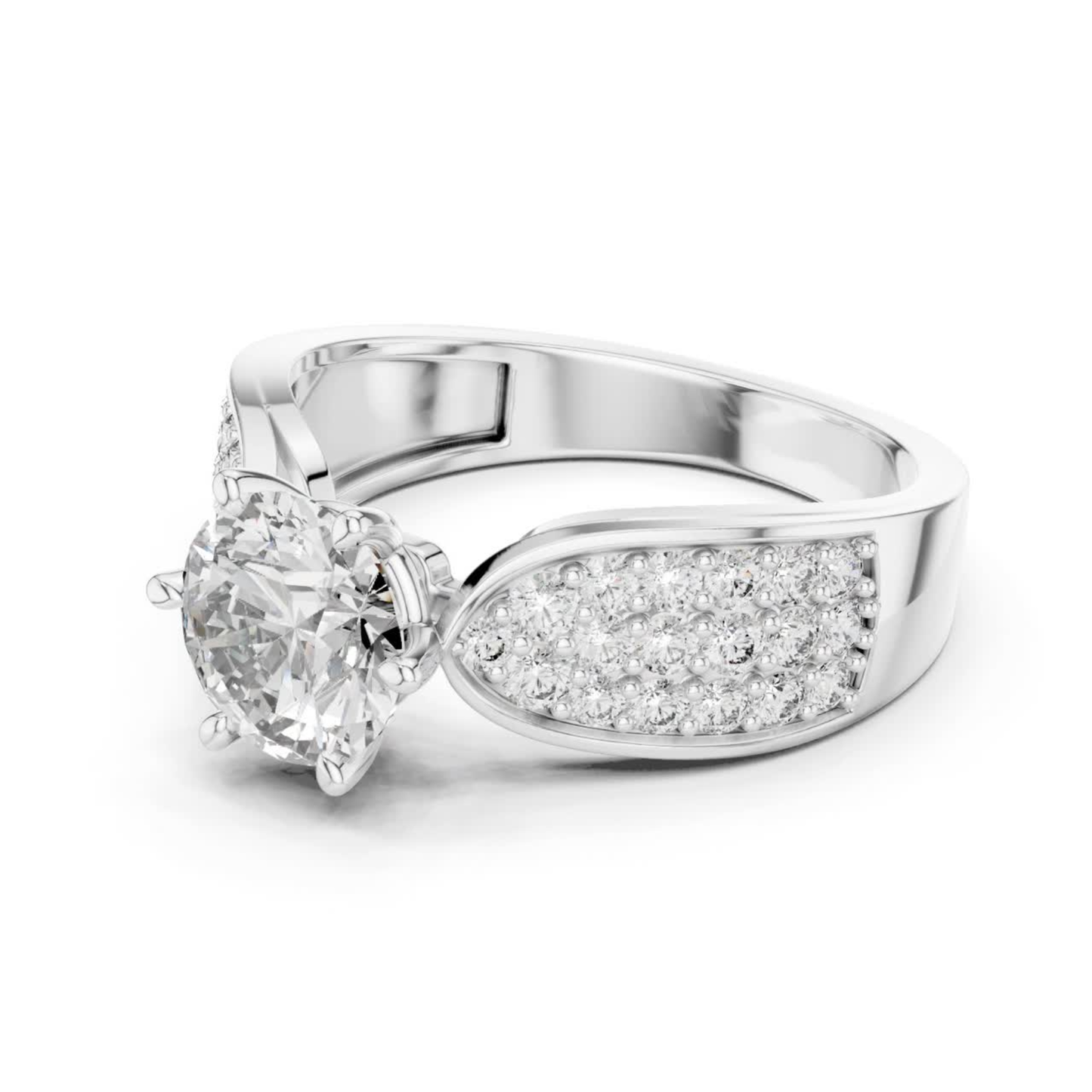 White gold round diamond pave solitaire ring side view
Angled white gold pave band with round diamond
White gold polished pave diamond ring side profile
Round diamond white gold pave band ring angle
Six prong white gold round diamond pave ring
White gold tapered pave diamond ring side design
Modern white gold solitaire pave ring profile
White gold wide pave band diamond ring angle
Elegant white gold round diamond side profile
White gold brilliant diamond pave ring design