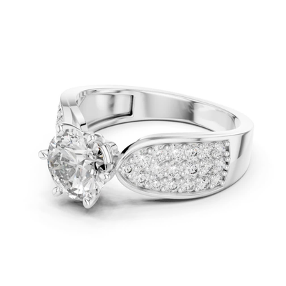 White gold round diamond pave solitaire ring side view
Angled white gold pave band with round diamond
White gold polished pave diamond ring side profile
Round diamond white gold pave band ring angle
Six prong white gold round diamond pave ring
White gold tapered pave diamond ring side design
Modern white gold solitaire pave ring profile
White gold wide pave band diamond ring angle
Elegant white gold round diamond side profile
White gold brilliant diamond pave ring design