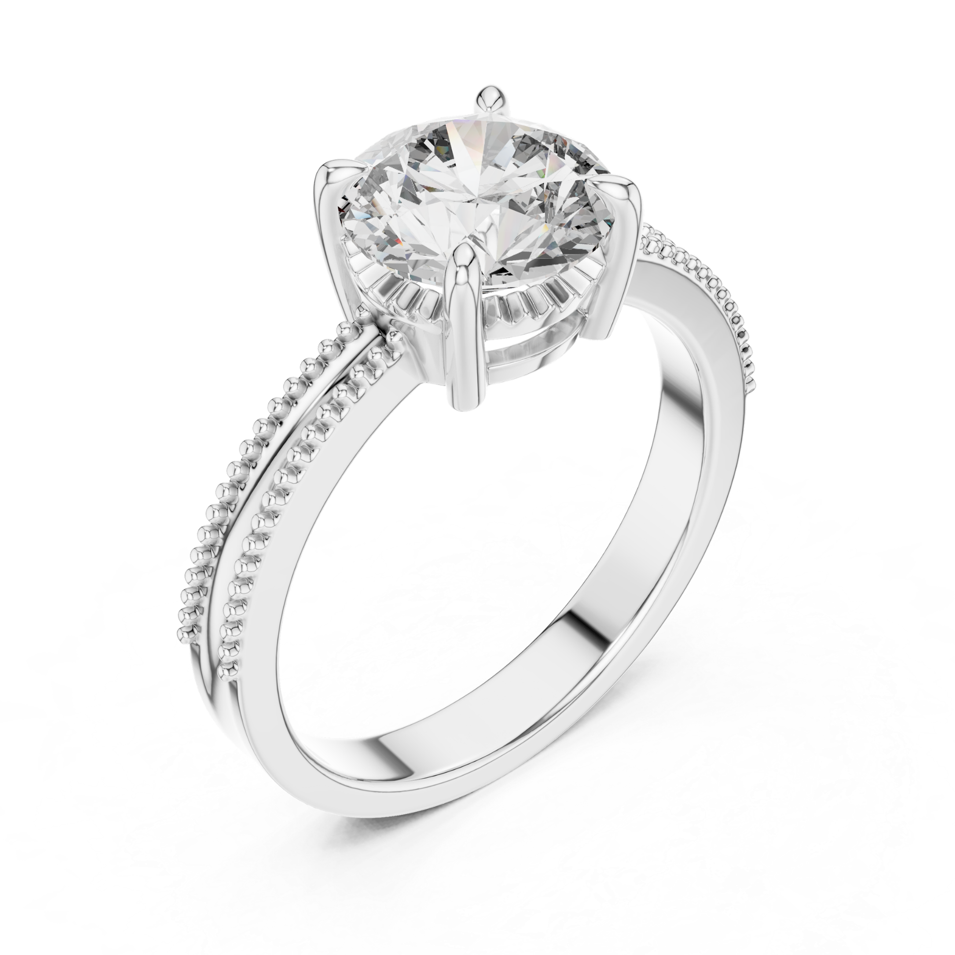 White gold round diamond split band ring angled view
Angled white gold round diamond split band ring
White gold solitaire ring with split shank
Four prong white gold round diamond ring
Round diamond white gold split band engagement ring
White gold ring with double beaded split band
Raised round diamond white gold solitaire ring
Polished white gold split shank diamond ring
Round brilliant diamond white gold split ring
White gold engagement ring with round diamond