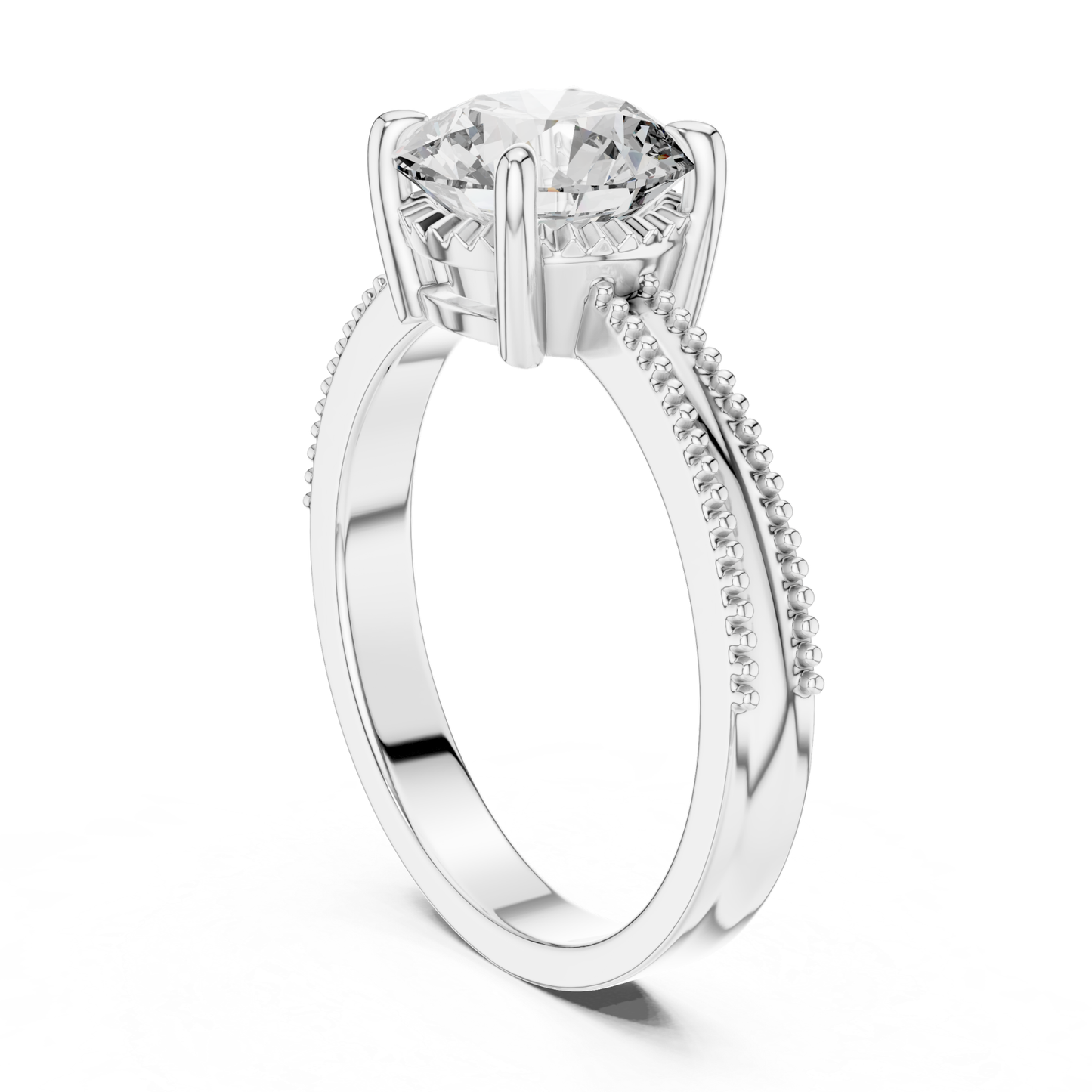 White gold round diamond split band ring profile view
Side profile white gold round diamond split band ring
White gold solitaire ring with split shank profile
Four prong white gold round diamond side profile
Round diamond split band engagement ring profile
White gold ring with double beaded split band
Open gallery round diamond split band white gold ring
Raised round diamond white gold solitaire ring
Polished white gold split shank diamond ring
White gold round diamond engagement ring profile