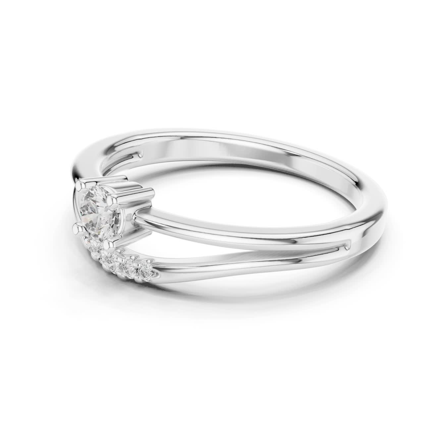 White gold round diamond ring side profile
Round diamond split shank ring in white gold
White gold solitaire ring with accent diamonds
Side angle round diamond bypass ring
White gold diamond ring with open shank
Round diamond ring with curved white gold band
White gold split band diamond ring view
Side view solitaire diamond ring in white gold
Round diamond bypass ring with accent stones
White gold ring featuring round center diamond