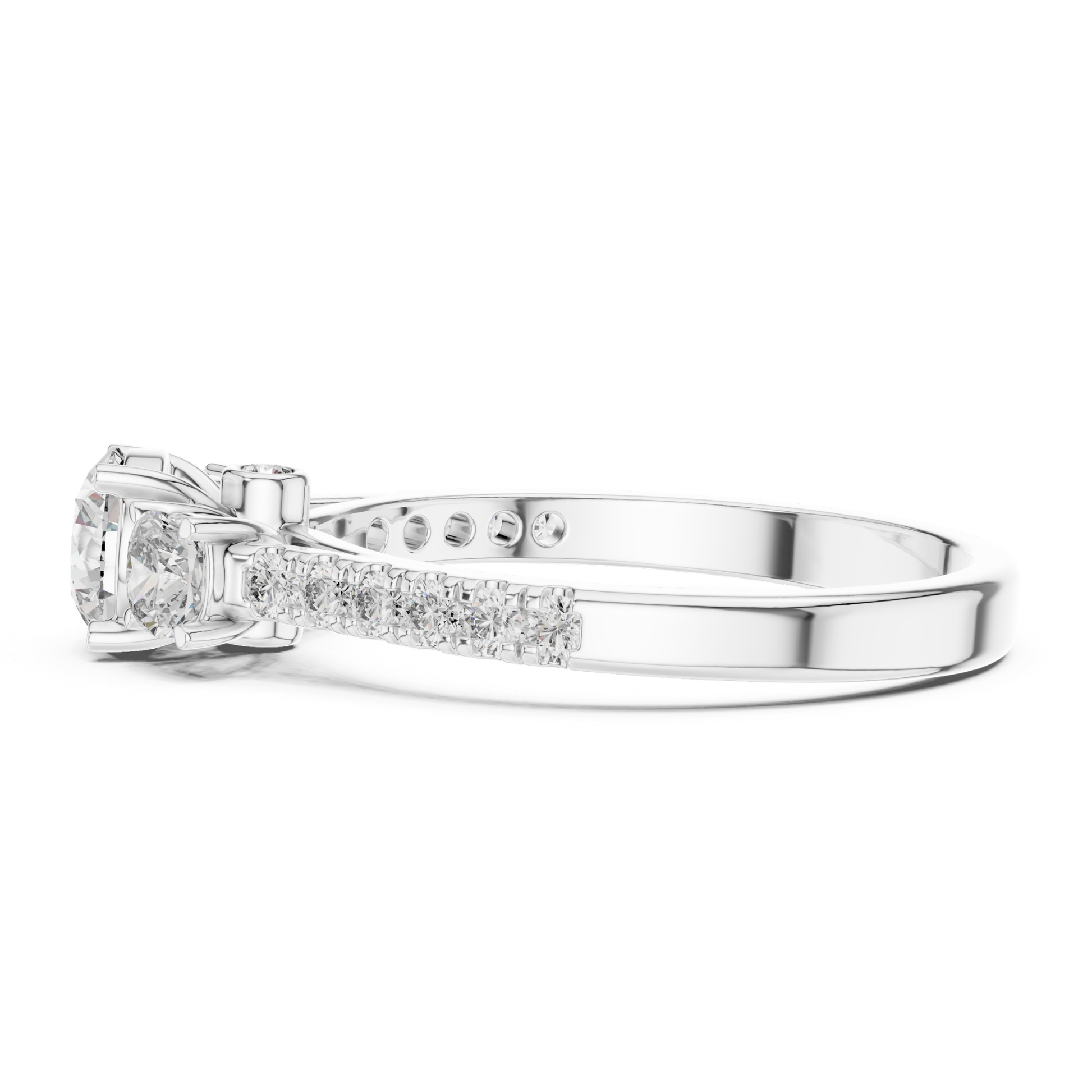 White gold round three stone diamond ring profile view
Profile view white gold round diamond ring design
White gold three stone diamond ring side profile
Round diamond white gold ring profile angle
White gold diamond ring with pavé band profile
Profile angle white gold engagement ring design
White gold polished diamond ring profile view
Round three stone white gold ring side detail
White gold diamond ring gallery profile view
Slim white gold round diamond ring profile