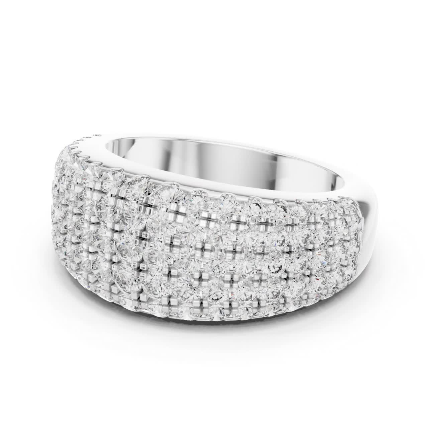 Side view white gold wide Pave diamond band ring
White gold diamond band ring with side angle view
Side profile white gold multi row diamond ring
White gold wide statement band with round diamonds
Angled white gold Pave diamond anniversary ring
White gold luxury diamond band side perspective
Side angle white gold layered diamond fashion ring
Bold white gold wide ring with Pave diamonds
White gold multi row diamond band side profile
Side view white gold round diamond statement band