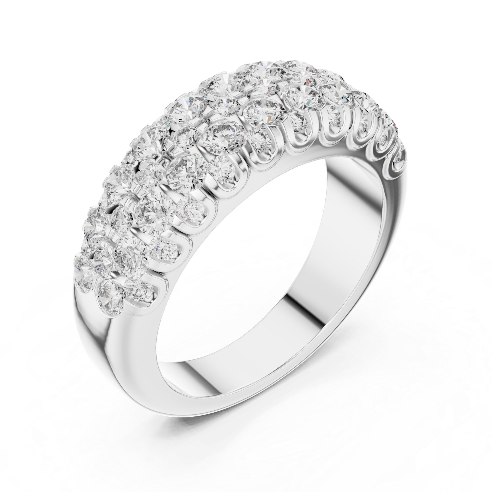 Tilted view white gold multi row diamond band ring
White gold round diamond band ring tilted angle view
White gold statement diamond ring with angled perspective
Multi row white gold diamond ring with round stones
White gold luxury diamond band with tilted profile
White gold Pave diamond band ring tilted view
Wide white gold anniversary band with brilliant diamonds
Angled white gold multi diamond fashion ring
White gold layered diamond band with side tilt view
Bold white gold round diamond ring