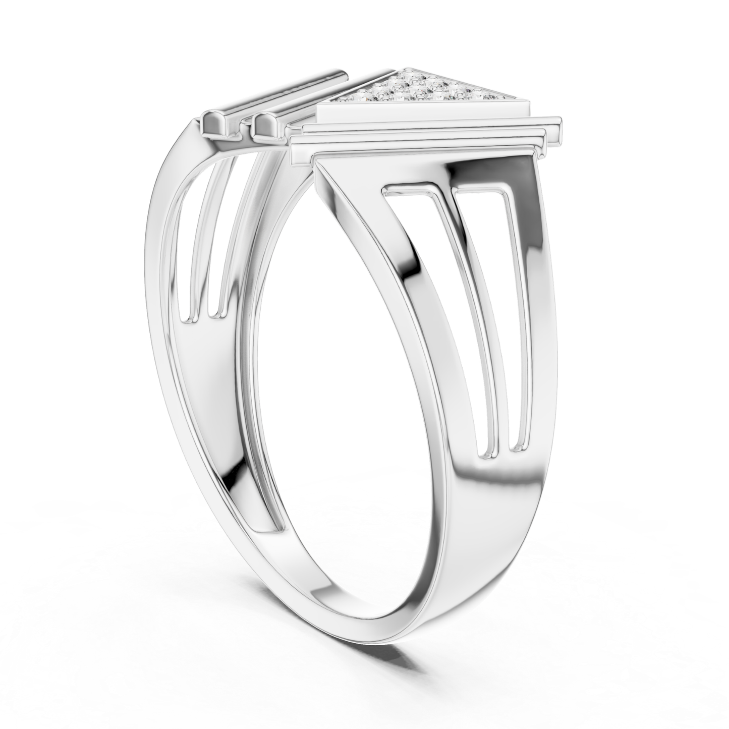 White gold triangle diamond ring side view design
Side angle white gold geometric diamond ring
Modern white gold triangle diamond ring profile
White gold open shank geometric ring side view
Luxury white gold triangle pavé diamond ring angle
White gold split band diamond fashion ring side view
Designer white gold geometric cocktail ring profile
Bold white gold triangle diamond ring side design
White gold modern diamond statement ring side angle
Side profile white gold geometric triangle band ring