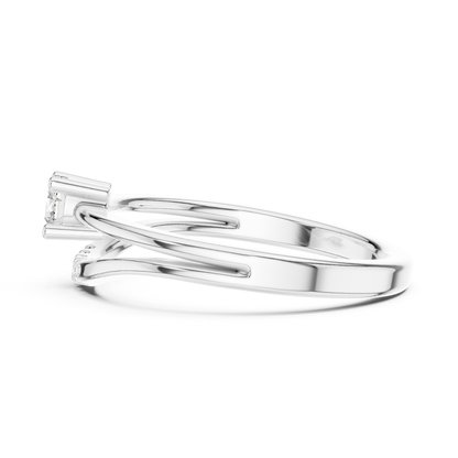 White gold twisted bypass diamond ring
Side view of white gold bypass ring
Twisted white gold ring with round diamond
White gold crossover diamond ring design
Minimal twisted diamond ring in white gold
Modern bypass engagement ring side profile
White gold solitaire ring with curved band
Elegant twisted band diamond ring side view
Round diamond crossover ring in white gold
White gold minimalist bypass ring profile