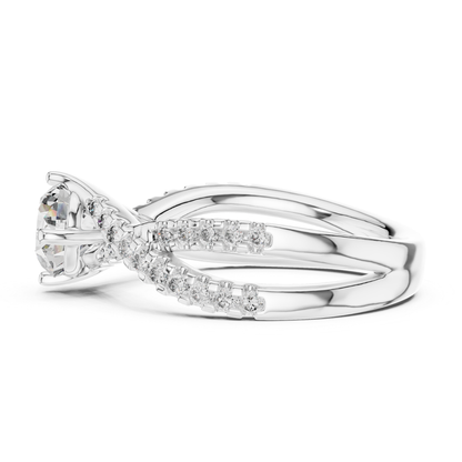 Side view of white gold twisted diamond ring design
White gold crossover engagement ring side view profile
Split shank diamond ring side profile design
Side profile of white gold diamond ring setting
Twisted diamond engagement ring side angle view
White gold diamond ring side detail profile
Round diamond ring side view in white gold metal
Crossover diamond band ring side profile view
White gold solitaire ring side view design
Side angle of twisted diamond engagement ring profile