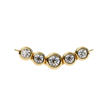 Yellow gold bar with round bezel diamonds