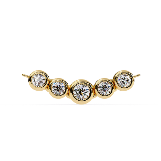 Yellow gold bar with round bezel diamonds