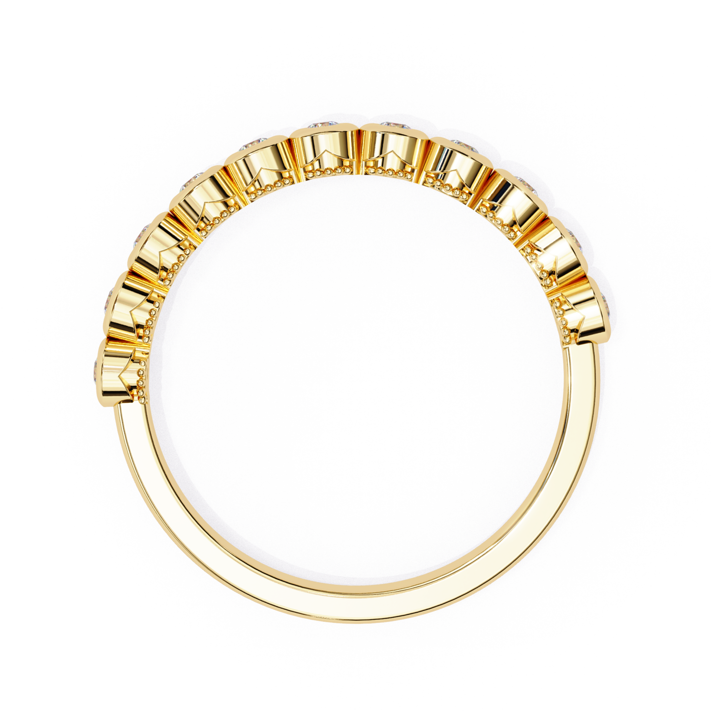 Yellow gold bezel diamond band back view
Back side of yellow gold bezel diamond ring
Yellow gold diamond band rear view
Bezel set diamond band inner view
Yellow gold ring back profile
Diamond bezel band inside view
Yellow gold diamond band underside
Bezel diamond ring back angle
Yellow gold band with bezel setting back
Diamond bezel band back design