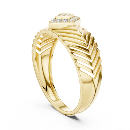 Yellow gold chevron pattern diamond ring side view
Side profile yellow gold layered fashion ring
Yellow gold geometric angled band ring
Modern yellow gold structured diamond ring
Yellow gold textured chevron style band
Contemporary yellow gold Art Deco ring
Yellow gold open pattern statement ring
Elegant yellow gold angular fashion band
Yellow gold round diamond side angle ring
Yellow gold layered geometric band design