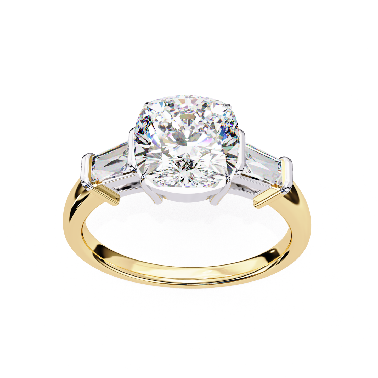 Yellow gold cushion diamond ring
Cushion diamond with side stones
Yellow gold cushion center stone
Cushion diamond ring front view
Yellow gold diamond ring detail
Cushion cut diamond ring style
Yellow gold cushion diamond band
Cushion diamond ring close view
Yellow gold diamond side stone ring
Cushion center diamond design