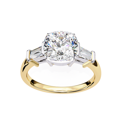 Yellow gold cushion diamond ring
Cushion diamond with side stones
Yellow gold cushion center stone
Cushion diamond ring front view
Yellow gold diamond ring detail
Cushion cut diamond ring style
Yellow gold cushion diamond band
Cushion diamond ring close view
Yellow gold diamond side stone ring
Cushion center diamond design