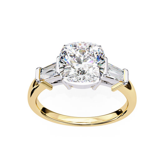 Yellow gold cushion diamond ring
Cushion diamond with side stones
Yellow gold cushion center stone
Cushion diamond ring front view
Yellow gold diamond ring detail
Cushion cut diamond ring style
Yellow gold cushion diamond band
Cushion diamond ring close view
Yellow gold diamond side stone ring
Cushion center diamond design