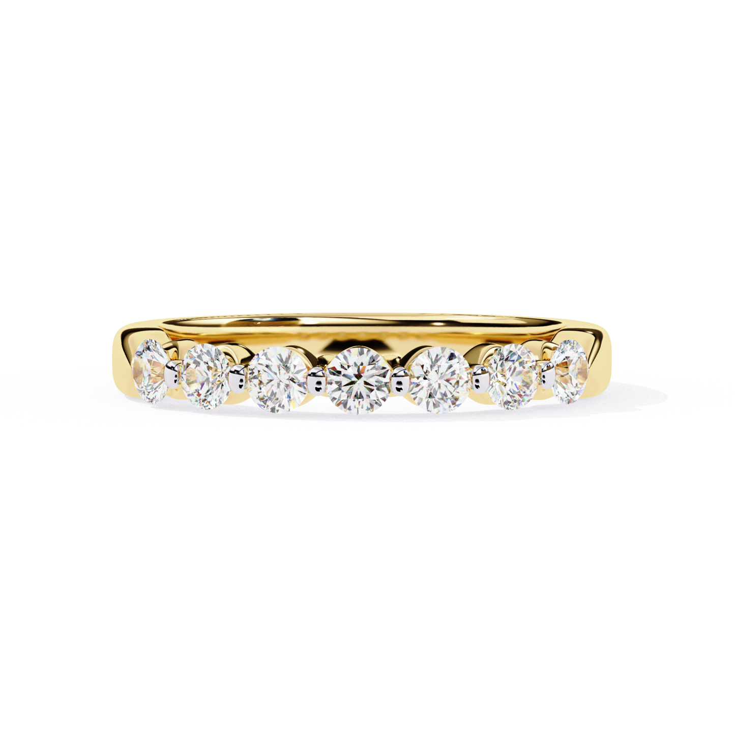 Yellow gold diamond band front view
Gold band with round diamonds front
Yellow gold ring diamond row view
Gold diamond band straight view
Yellow gold ring with diamond line
Gold band round diamond setting
Yellow gold diamond ring front
Gold ring with aligned diamonds
Yellow gold band diamond detail
Gold diamond band clean view