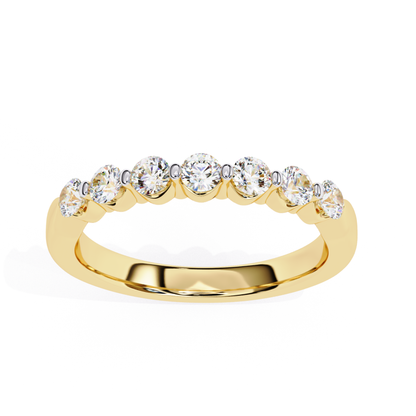 Yellow gold diamond band top view
Yellow gold ring with round diamonds
Gold band diamond arc view
Yellow gold ring diamond setting
Gold band with raised diamonds
Yellow gold diamond ring top
Gold ring curved diamond row
Yellow gold band diamond detail
Gold ring round diamond line
Yellow gold diamond band upper view