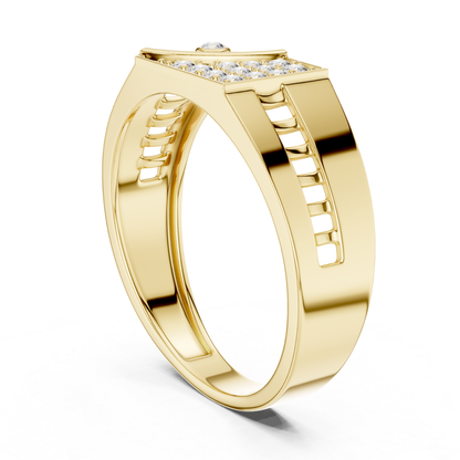 Yellow gold diamond top signet ring side view
Modern yellow gold signet ring with diamonds
Yellow gold geometric band with diamond top
Contemporary yellow gold diamond signet design
Bold yellow gold statement ring side profile
Yellow gold polished ring with diamond accents
Elegant yellow gold modern signet band
Yellow gold luxury geometric diamond ring
Wide yellow gold fashion ring with diamonds
Yellow gold designer signet ring profile