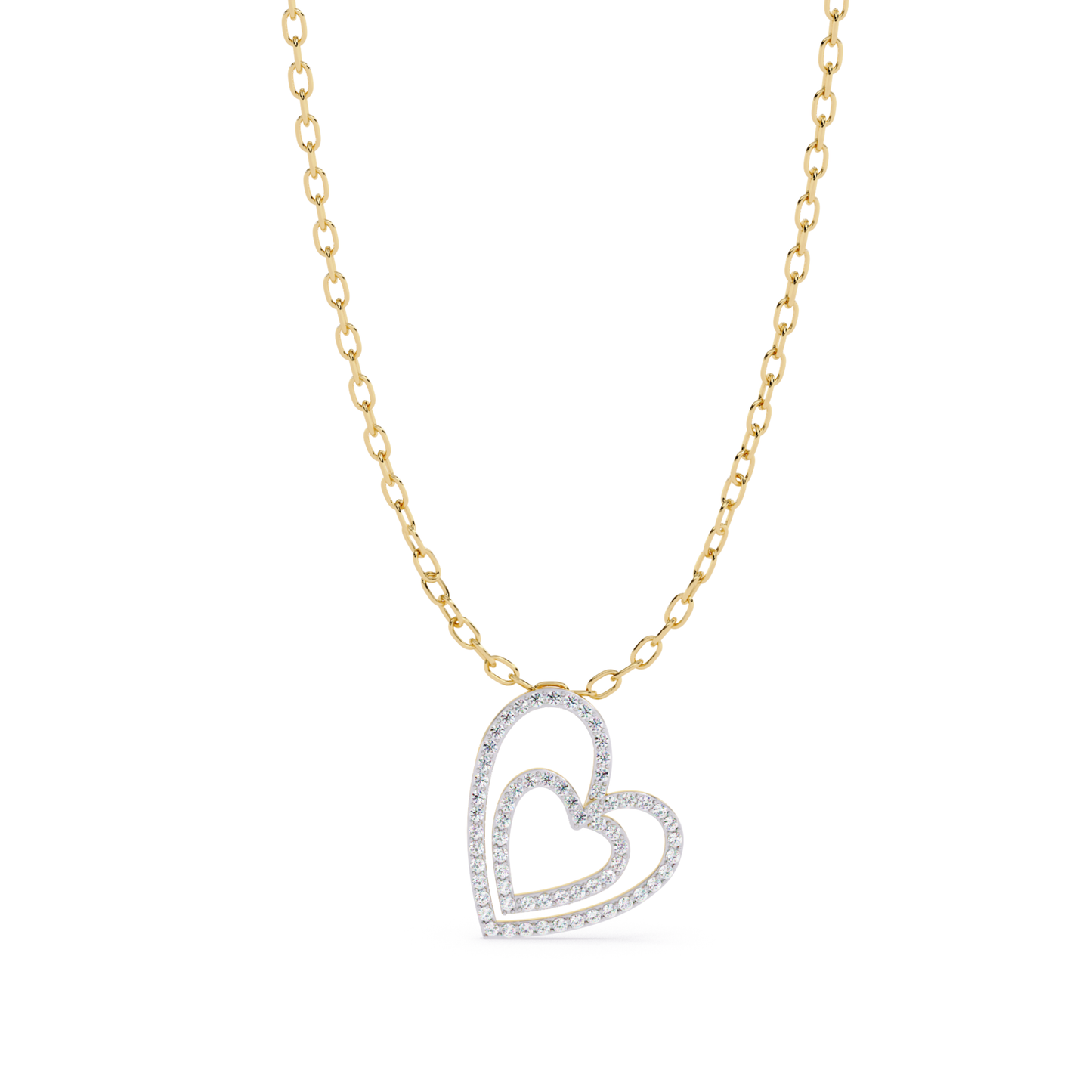 Yellow gold double heart diamond pendant
Double heart pavé diamond pendant necklace
Yellow gold open heart diamond necklace
Elegant double heart diamond pendant
Yellow gold layered heart pendant
Diamond heart pendant with pavé setting
Polished yellow gold heart necklace
Modern double heart diamond pendant
Yellow gold heart diamond jewelry
Double heart pendant with round diamonds