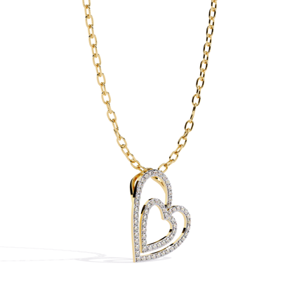 Yellow gold double heart diamond pendant side angle
Side angle view of double heart diamond pendant
Yellow gold open heart diamond pendant profile
Double heart pendant side profile in yellow gold
Yellow gold layered heart necklace side angle
Elegant double heart diamond pendant profile
Polished yellow gold heart pendant side
Modern double heart necklace side perspective
Yellow gold diamond heart pendant angle
Open heart diamond pendant side detail