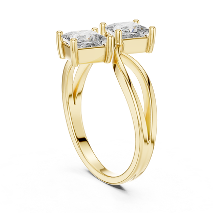 Yellow gold double princess cut split shank ring side view
Side profile double princess diamond ring in yellow gold
Yellow gold split shank ring with twin princess diamonds
Double princess cut bypass ring in yellow gold
Yellow gold crossover ring with two princess diamonds
Modern yellow gold double diamond split ring
Open split shank princess diamond ring in gold
Yellow gold ring with dual princess cut diamonds
Elegant double princess diamond ring side profile
Yellow gold bypass style princess diamond ring