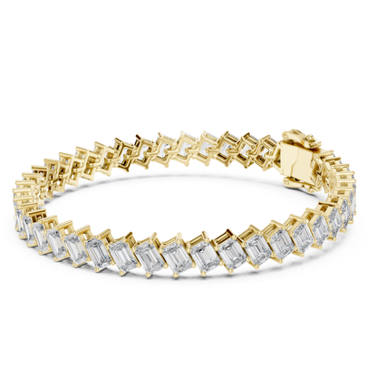 Yellow gold east west emerald diamond tennis bracelet
Yellow gold emerald cut link bracelet
Luxury east west diamond bracelet
Yellow gold geometric emerald bracelet
Fine jewelry emerald cut tennis bracelet
Modern yellow gold diamond bracelet
Sparkling emerald cut bracelet design
Premium yellow gold bracelet close up
Womens emerald diamond tennis bracelet
Yellow gold emerald diamond bracelet side angle