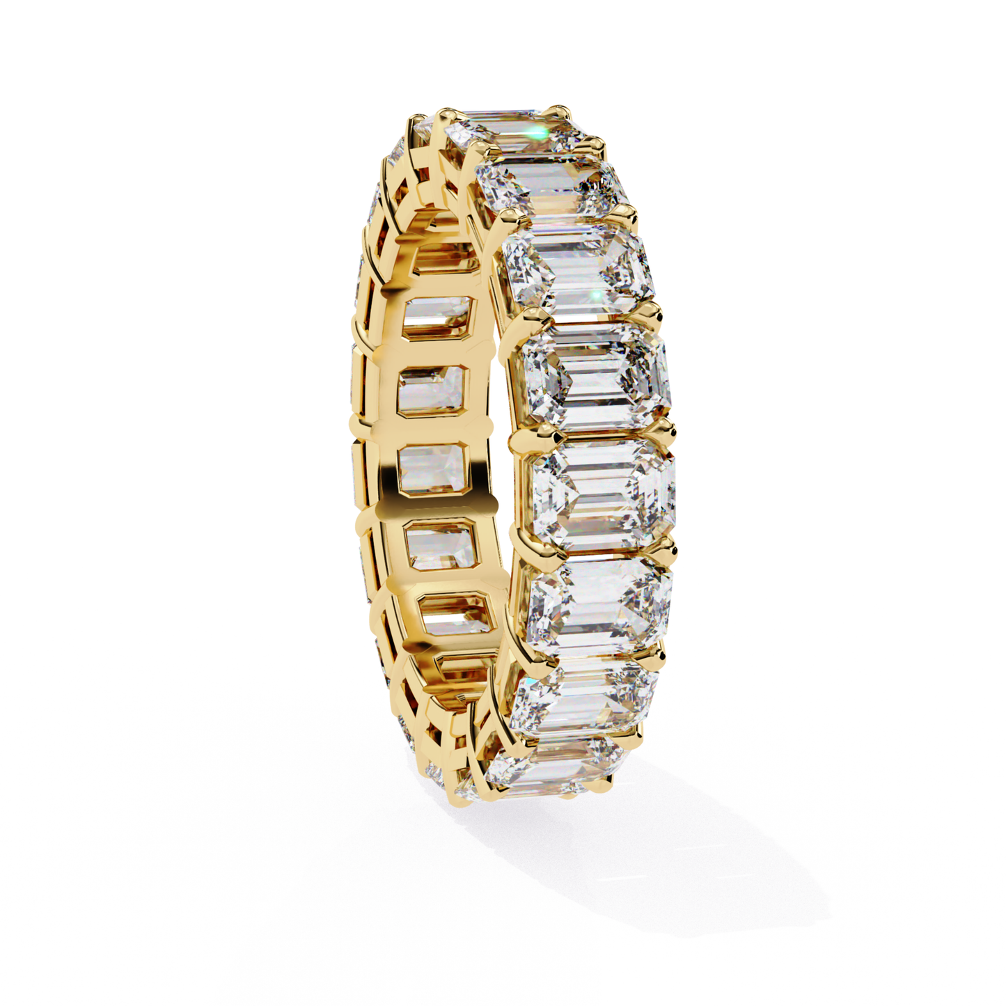 Yellow gold emerald cut diamond eternity band
Emerald diamonds set in yellow gold band
Yellow gold band with continuous diamonds
Close up of yellow gold diamond eternity band
Side view of yellow gold eternity band
Polished yellow gold band with diamonds
Top view of yellow gold eternity band
Yellow gold band with alternating diamonds
Emerald diamonds in a yellow gold setting
Classic yellow gold eternity band with diamonds