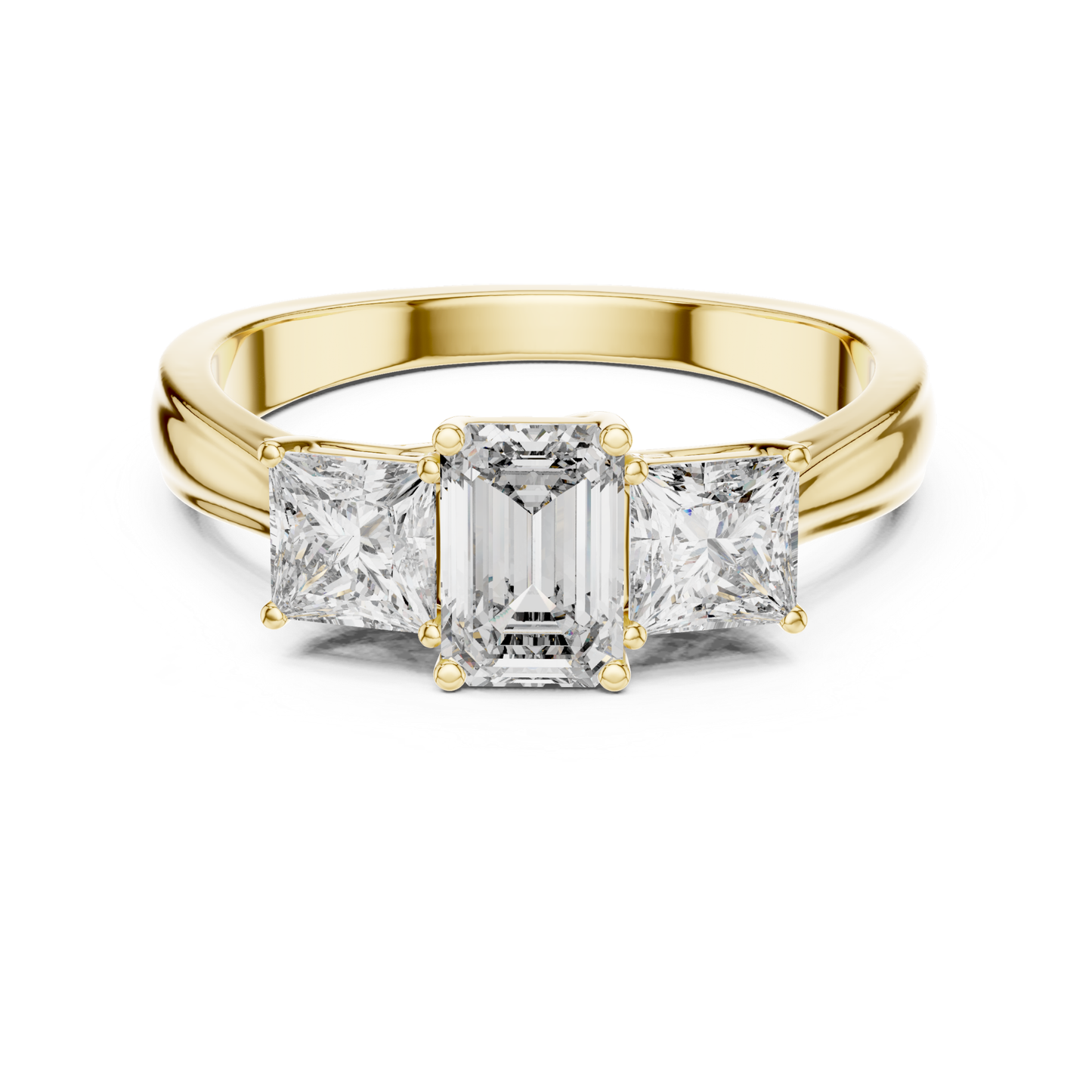 Yellow gold emerald cut princess side diamond ring
Emerald cut diamond ring with princess side stones
Yellow gold emerald center diamond ring design
Emerald cut diamond ring with square side stones
Yellow gold three diamond engagement ring style
Polished emerald cut diamond ring yellow gold
Classic emerald cut ring with princess diamonds
Emerald center ring with side diamond accents
Yellow gold emerald cut bridal diamond ring
Minimal emerald cut diamond ring with side stones