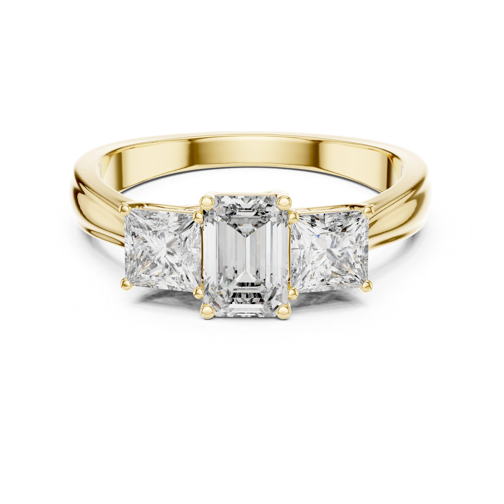 Yellow gold emerald cut princess side diamond ring
Emerald cut diamond ring with princess side stones
Yellow gold emerald center diamond ring design
Emerald cut diamond ring with square side stones
Yellow gold three diamond engagement ring style
Polished emerald cut diamond ring yellow gold
Classic emerald cut ring with princess diamonds
Emerald center ring with side diamond accents
Yellow gold emerald cut bridal diamond ring
Minimal emerald cut diamond ring with side stones