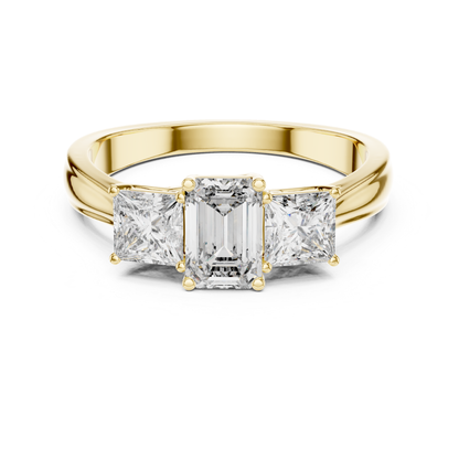Yellow gold emerald cut princess side diamond ring
Emerald cut diamond ring with princess side stones
Yellow gold emerald center diamond ring design
Emerald cut diamond ring with square side stones
Yellow gold three diamond engagement ring style
Polished emerald cut diamond ring yellow gold
Classic emerald cut ring with princess diamonds
Emerald center ring with side diamond accents
Yellow gold emerald cut bridal diamond ring
Minimal emerald cut diamond ring with side stones