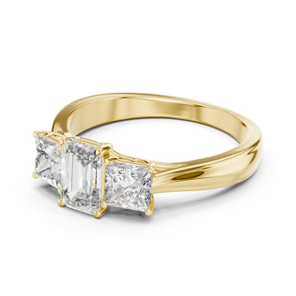 Yellow gold emerald cut princess side diamond ring
Angled emerald cut princess side diamond ring
Yellow gold emerald center diamond ring style
Emerald cut ring with princess side diamonds
Yellow gold three stone diamond ring angle
Polished emerald cut diamond ring yellow gold
Classic emerald cut princess diamond ring
Emerald center ring with princess side stones
Yellow gold emerald cut bridal diamond ring
Minimal emerald cut three stone diamond ring