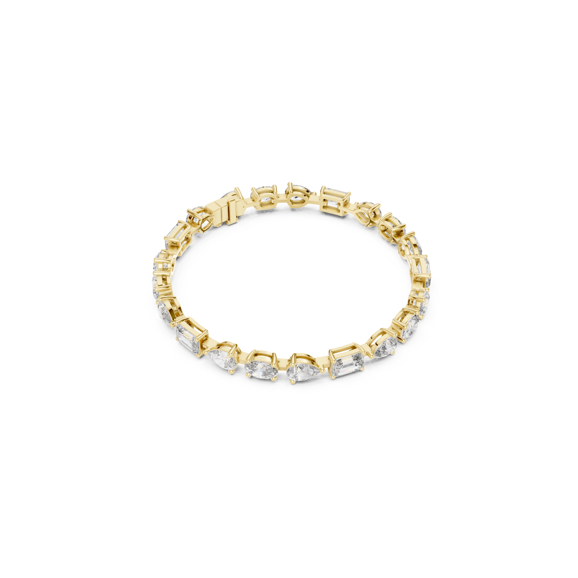 Top view yellow gold emerald oval pear diamond bracelet
Yellow gold bracelet with mixed diamond shapes
Emerald oval pear diamond bracelet top angle
Multi shape diamond tennis bracelet overhead view
Yellow gold bracelet with pear oval diamonds
Emerald cut diamond bracelet top profile
Yellow gold mixed cut diamond line bracelet
Oval pear emerald diamond bracelet design
Top angle mixed shape diamond bracelet
Yellow gold bracelet featuring emerald oval pear diamonds