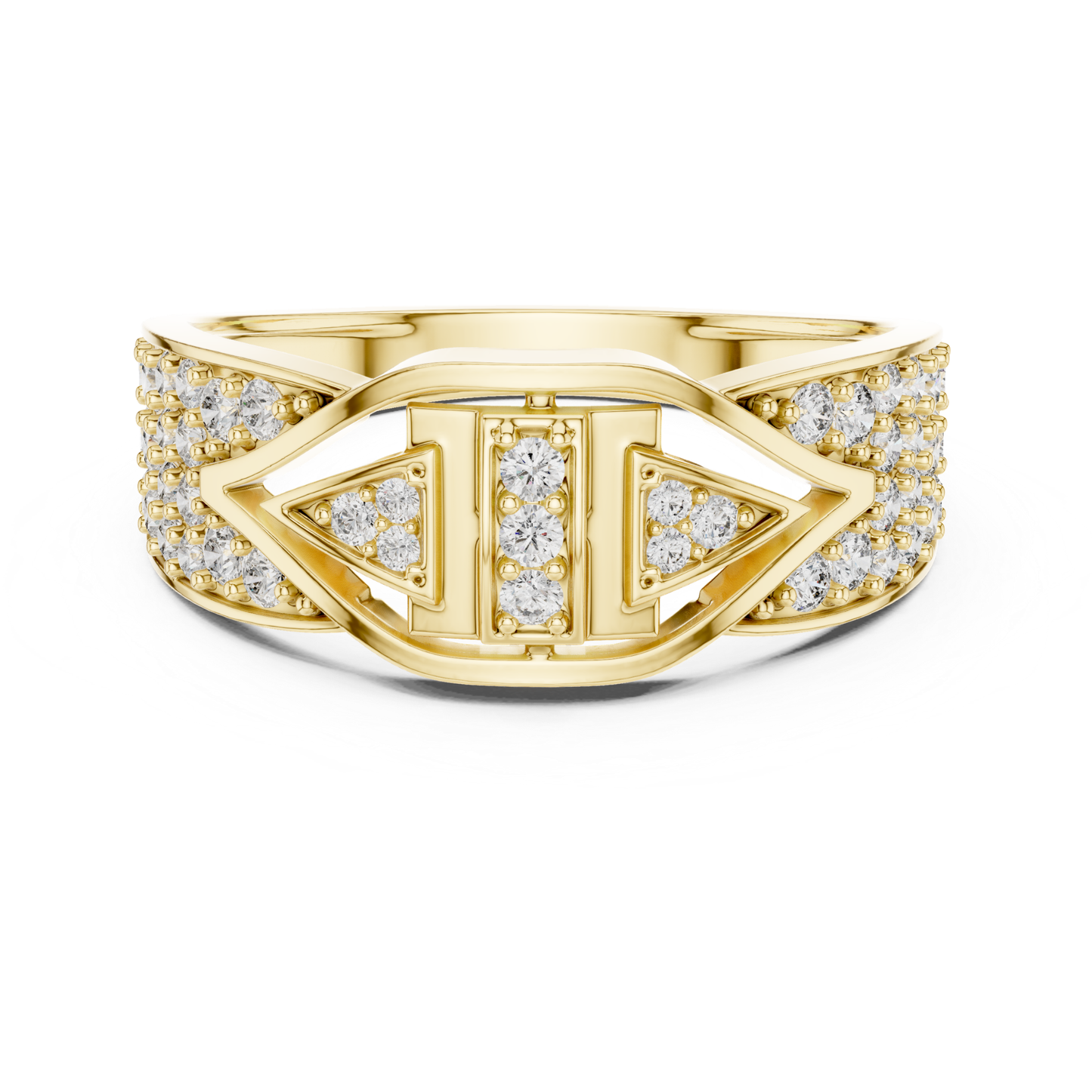 Yellow gold geometric ring with round diamonds
Bold yellow gold round diamond statement ring
Yellow gold wide band ring with diamonds
Modern geometric yellow gold diamond ring design
Round diamond yellow gold fashion band ring
Yellow gold luxury ring with round diamonds
Geometric diamond accented yellow gold ring
Yellow gold architectural style diamond ring
Round diamond cluster ring in yellow gold
Yellow gold designer ring with round diamonds