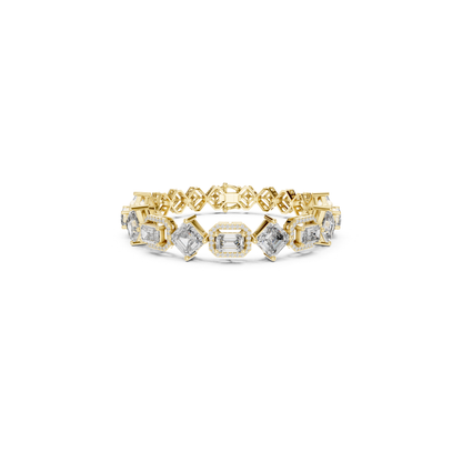 Yellow gold multi shape diamond halo tennis bracelet
Fancy cut diamond tennis bracelet in yellow gold
Asscher and emerald cut diamond bracelet design
Luxury yellow gold bracelet with halo diamonds
Geometric diamond tennis bracelet for women
Yellow gold statement bracelet with fancy diamonds
Elegant mixed shape diamond bracelet jewelry
Premium diamond bracelet with halo settings
Modern yellow gold diamond tennis bracelet
Fine jewelry multi cut diamond bracelet