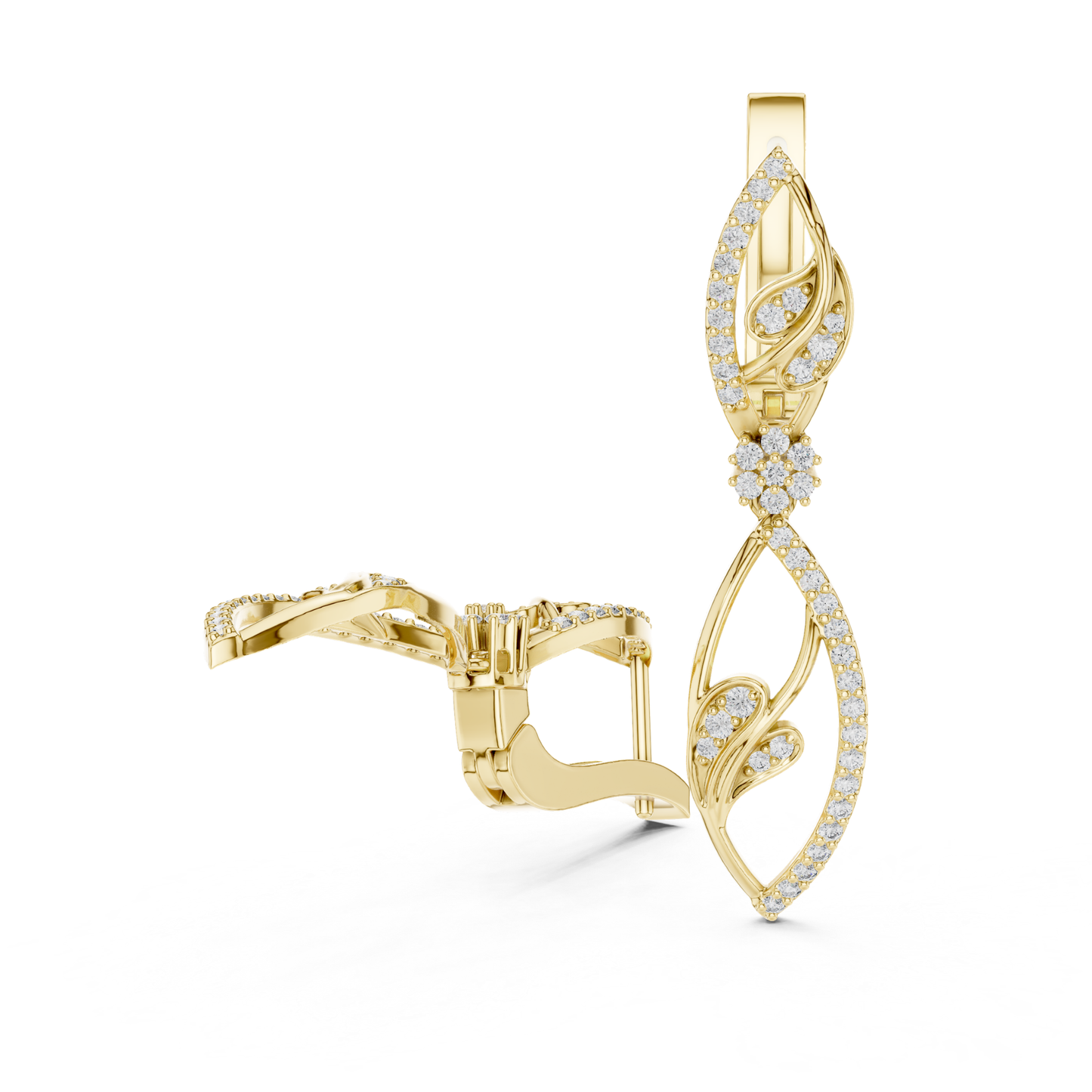 Open floral diamond drop earrings in yellow gold
Yellow gold open diamond earrings with round diamonds
Round diamond floral drop earrings for women
Open leaf design diamond earrings in yellow gold
Yellow gold diamond drop earrings with floral motif
Openwork round diamond dangle earrings in gold
Floral diamond earrings with open frame design
Yellow gold designer drop earrings with round diamonds
Elegant open floral diamond earrings in yellow gold
Round diamond open drop earrings for women