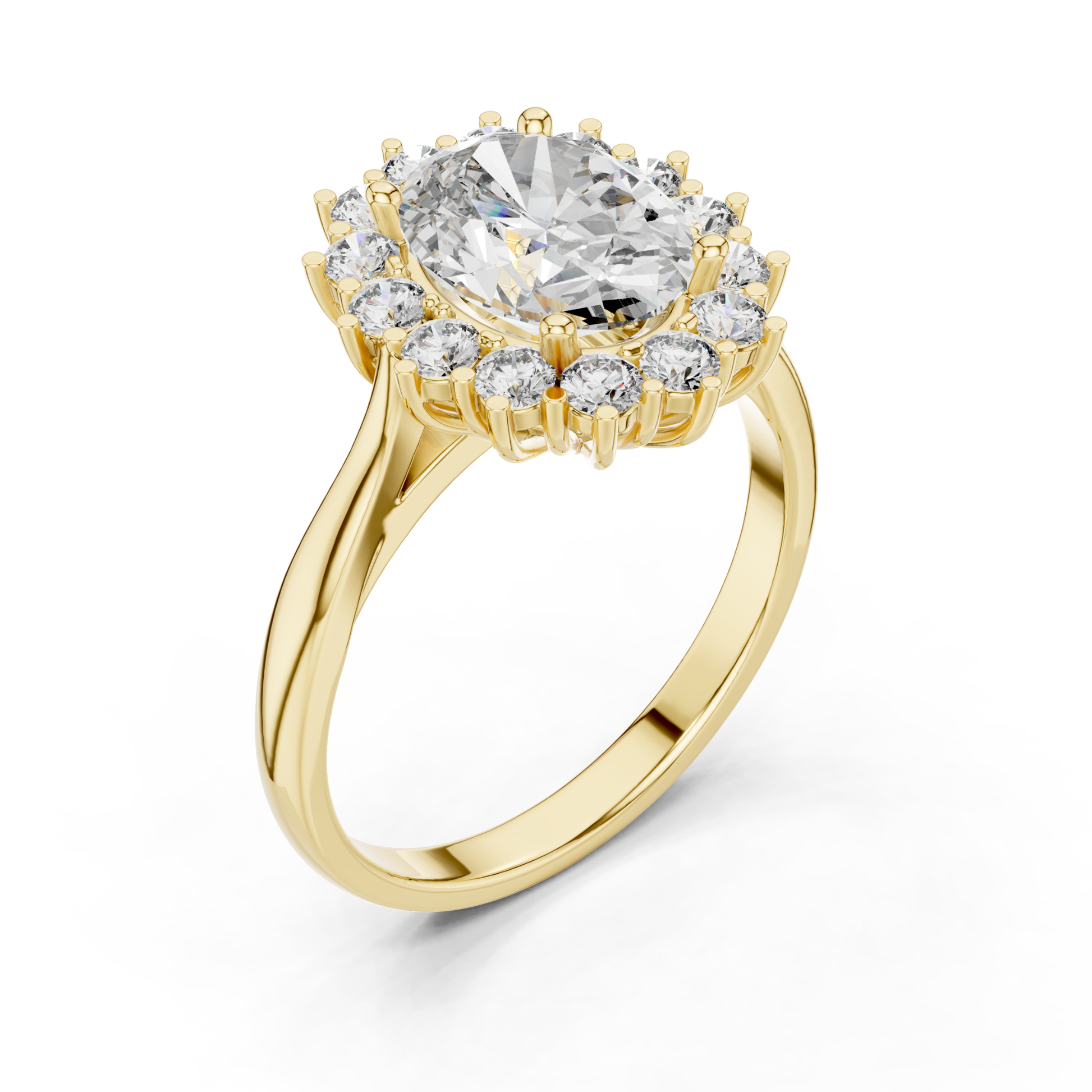 Yellow gold oval diamond halo engagement ring
Oval cut diamond halo ring yellow gold
Yellow gold halo ring with oval center diamond
Classic oval halo diamond ring yellow gold
Yellow gold oval solitaire halo ring
Elegant oval diamond cluster halo ring
Yellow gold prong set oval halo ring
Oval diamond engagement ring angled view
Yellow gold floral halo diamond ring
Oval halo ring with split style shoulders