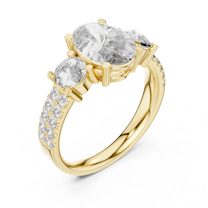 Angle view oval diamond engagement ring in yellow gold
Yellow gold oval diamond ring with pave side details
Oval cut diamond angle view ring with side stones
Yellow gold three stone oval diamond bridal ring
Oval lab diamond ring with diamond accent shank
Yellow gold oval diamond ring with prong setting
Elegant angle view oval diamond statement ring
Oval center stone engagement ring in yellow gold
Yellow gold oval diamond ring with polished band
Luxury oval diamond ring angle profile in yellow gold