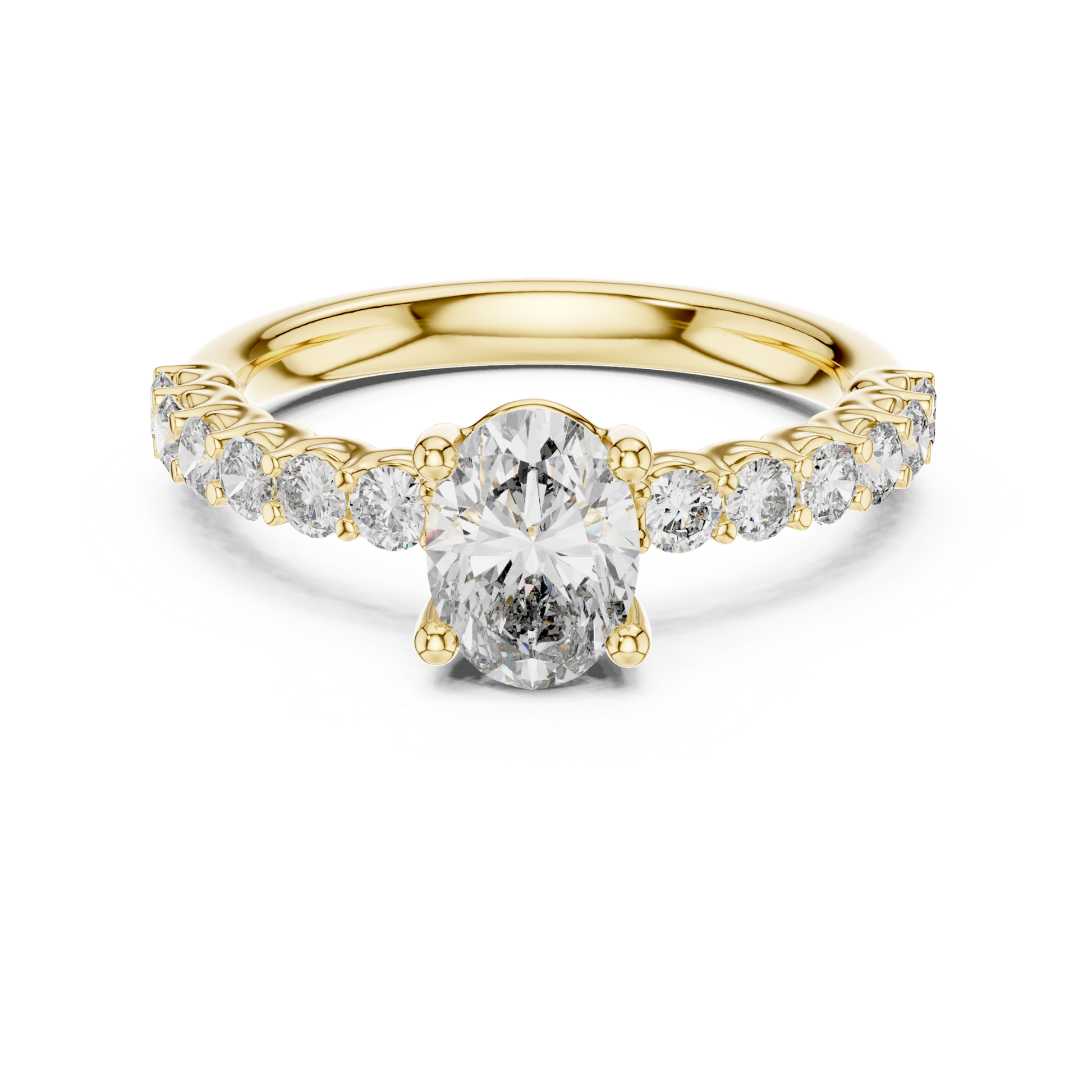 Yellow gold oval diamond pave ring with accent stones
Oval diamond engagement ring in yellow gold setting
Yellow gold ring with oval center diamond stone
Oval cut diamond ring with pave accent band
Yellow gold oval solitaire diamond ring with accents
Oval diamond ring with side accent diamonds
Yellow gold oval lab grown diamond ring setting
Oval diamond prong setting engagement ring in gold
Yellow gold diamond ring with pave accent details
Oval center diamond yellow gold band with accents
