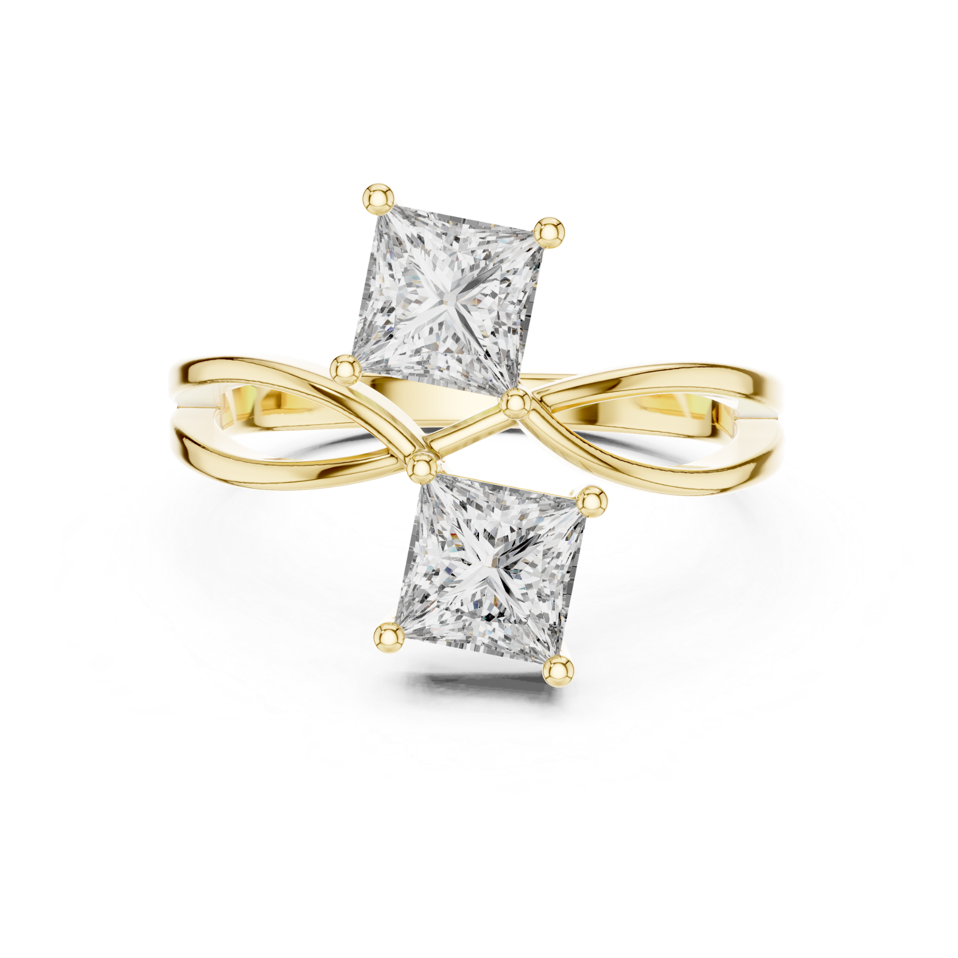 Princess cut diamond bypass ring in yellow gold
Yellow gold bypass ring with princess diamonds
Double princess cut diamond ring in yellow gold
Yellow gold crossover diamond ring with split band
Modern princess diamond bypass ring in gold
Yellow gold ring with two princess cut diamonds
Elegant bypass diamond ring in yellow gold
Open style princess diamond ring in gold
Minimal yellow gold crossover diamond ring
Yellow gold double diamond bypass engagement ring