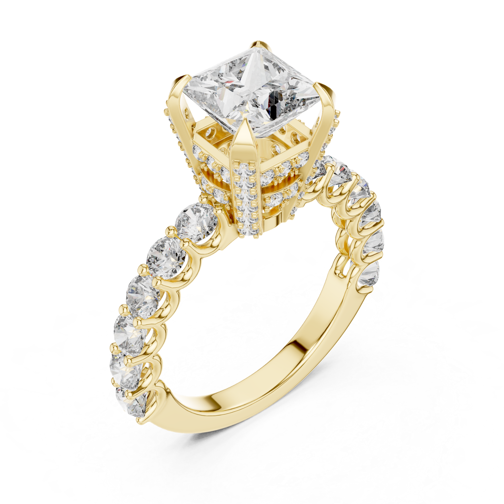 Yellow gold princess cut diamond cathedral ring
Princess cut diamond ring with cathedral setting
Yellow gold cathedral diamond engagement ring
Princess cut diamond ring with raised setting
Yellow gold princess diamond ring with open gallery
Cathedral setting princess cut diamond ring
Yellow gold square cut diamond cathedral ring
Princess cut diamond ring with detailed gallery
Yellow gold elevated princess cut diamond ring
Yellow gold princess cut ring with cathedral design