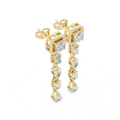 Yellow gold princess cut diamond drop earrings
Side view yellow gold diamond dangle earrings
Halo diamond drop earrings in yellow gold
Yellow gold linear diamond earrings side angle
Mixed cut diamond drop earrings for women
Elegant yellow gold statement diamond earrings
Princess halo diamond earrings side profile
Luxury yellow gold diamond dangle earrings
Geometric diamond drop earrings in yellow gold
Yellow gold multi shape diamond earrings