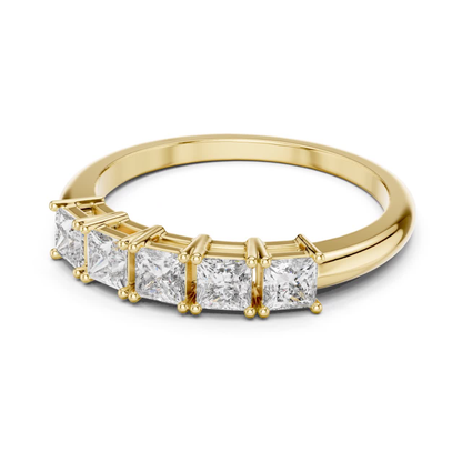 Yellow gold princess diamond half eternity ring
Gold princess cut diamond stack band
Yellow gold five stone diamond ring
Princess diamond wedding band in gold
Minimal yellow gold diamond ring
Elegant princess cut diamond band
Gold ring with square diamond setting
Contemporary princess diamond anniversary ring
Yellow gold straight diamond row ring
Slim princess diamond band in gold