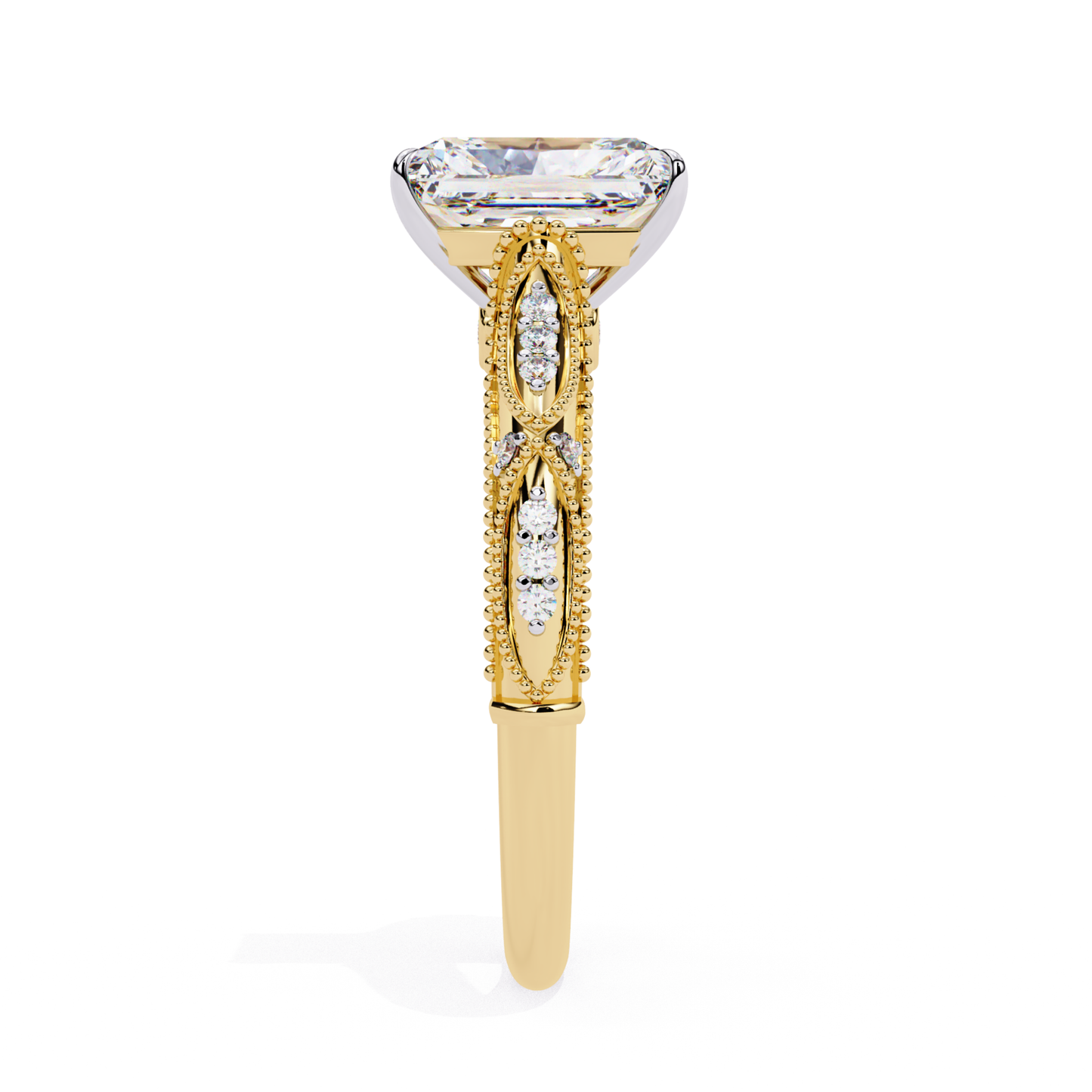 Radiant diamond ring side view
Yellow gold radiant ring profile
Radiant cut diamond gold band
Side view radiant diamond ring
Yellow gold ring with radiant stone
Radiant diamond ring gold setting
Gold band radiant diamond side
Radiant cut diamond ring side
Yellow gold radiant diamond ring
Radiant diamond ring side angle