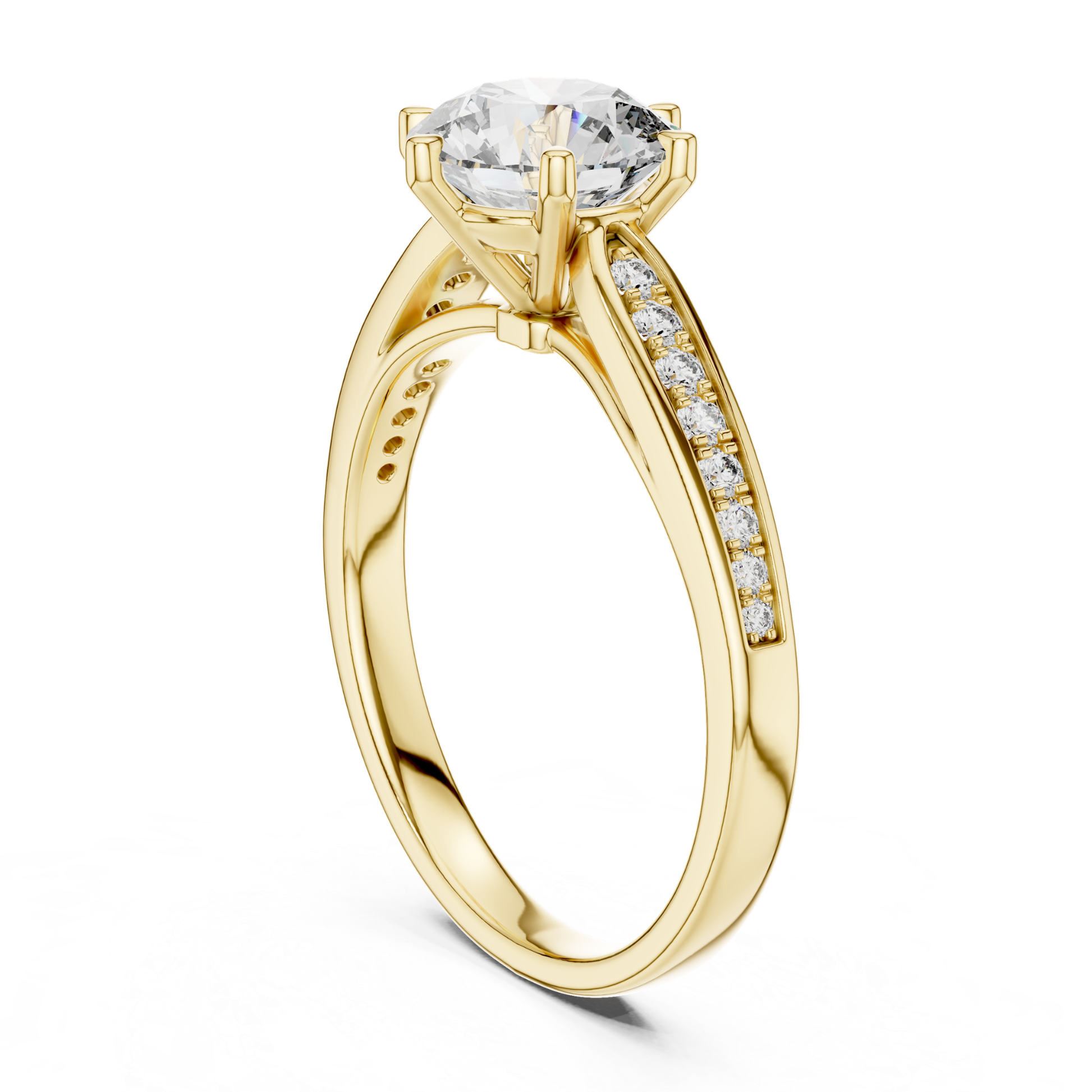 Yellow Gold Round Brilliant Diamond Cathedral Solitaire Ring
Round Cut Diamond Ring with Cathedral Setting
Yellow Gold Diamond Ring with Tapered Shoulders
Fine Jewelry Diamond Ring with Accent Details
Yellow Gold Classic Bridal Diamond Ring Design
Elegant Round Diamond Ring with Raised Setting
Yellow Gold Luxury Diamond Ring with Accents
Premium Round Brilliant Diamond Gold Ring Style
Yellow Gold Diamond Ring with Open Gallery
Timeless Round Cut Diamond Ring in Gold