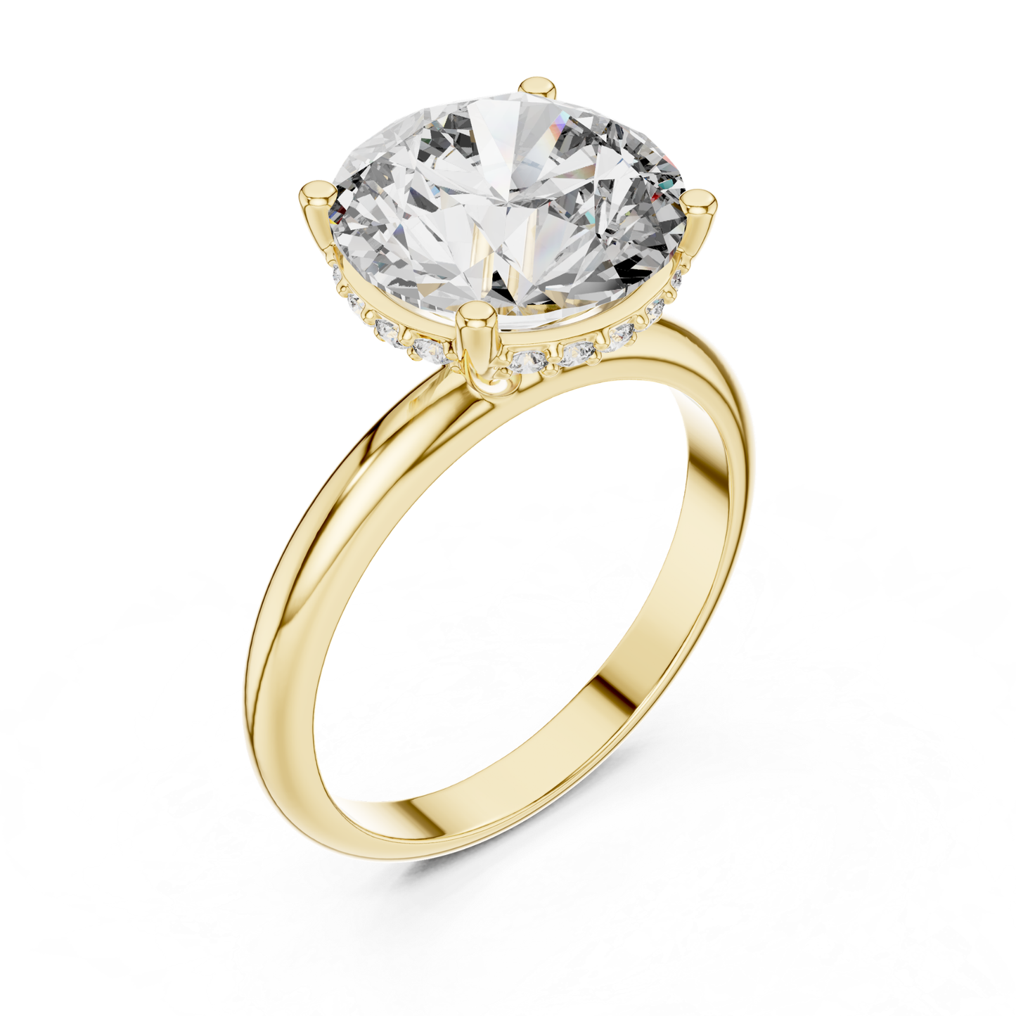 Yellow gold round brilliant solitaire ring perspective view
Yellow gold four prong round brilliant ring
Round brilliant diamond ring with hidden halo
Perspective view of round brilliant solitaire ring
Yellow gold hidden halo diamond ring
Lab grown round brilliant solitaire ring
Yellow gold ring with round brilliant center stone
Classic round brilliant ring in yellow gold
Four prong round brilliant engagement ring
Yellow gold polished round brilliant solitaire ring