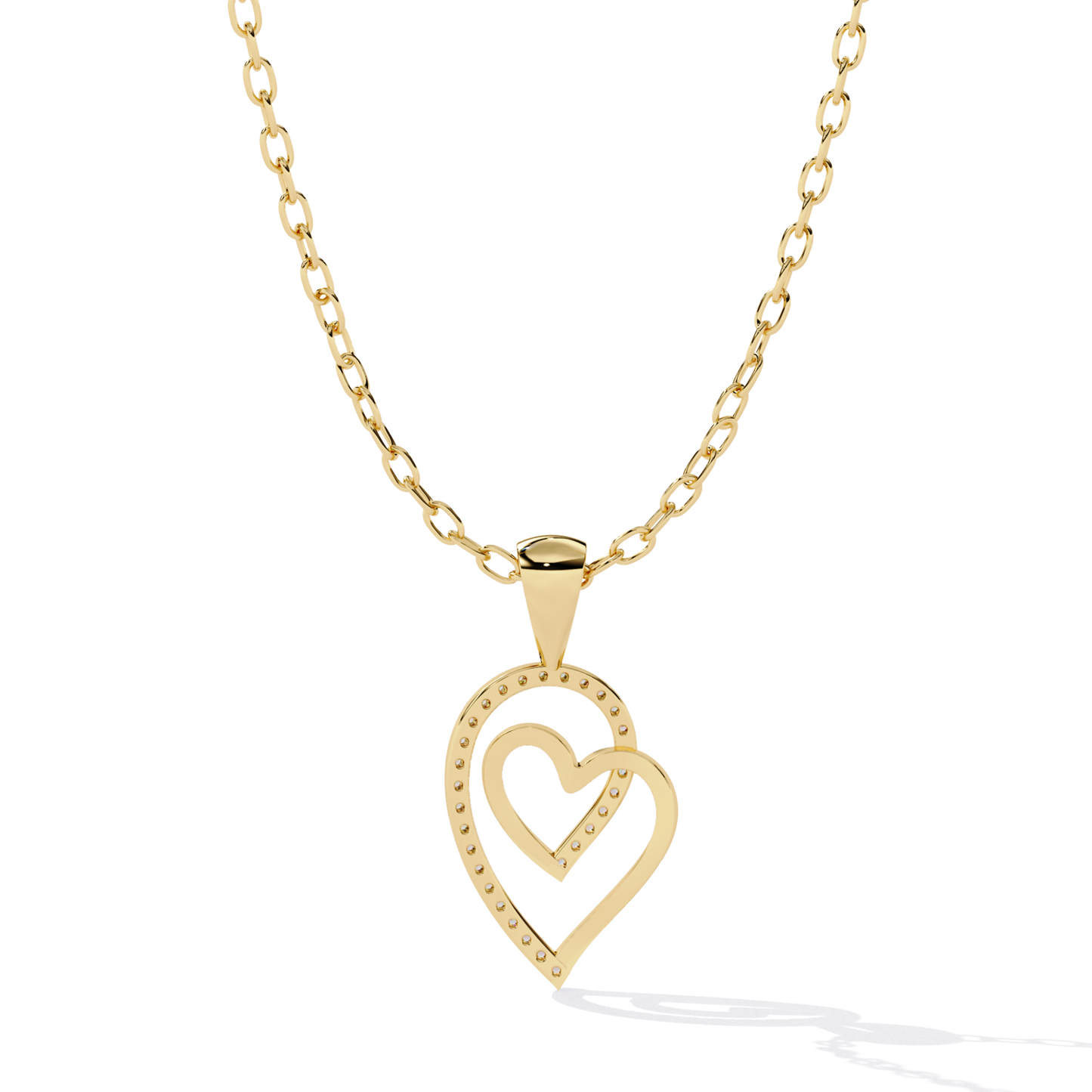 Yellow gold round cut diamond double heart pendant back view
Back view of yellow gold double heart diamond pendant
Yellow gold open double heart pendant rear view
Round cut diamond heart pendant reverse side
Double heart pendant back in yellow gold
Yellow gold layered heart diamond pendant back
Rear profile of round cut diamond heart pendant
Polished yellow gold double heart pendant back
Round diamond double heart pendant back detail
Yellow gold heart pendant reverse design