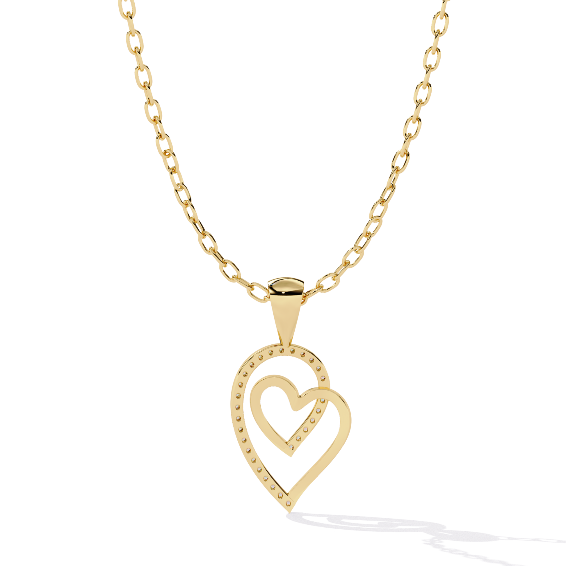 Yellow gold round cut diamond double heart pendant back view
Back view of yellow gold double heart diamond pendant
Yellow gold open double heart pendant rear view
Round cut diamond heart pendant reverse side
Double heart pendant back in yellow gold
Yellow gold layered heart diamond pendant back
Rear profile of round cut diamond heart pendant
Polished yellow gold double heart pendant back
Round diamond double heart pendant back detail
Yellow gold heart pendant reverse design