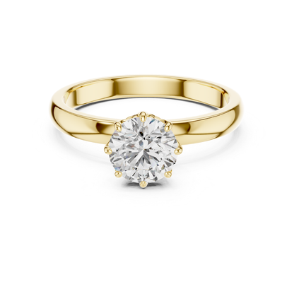 Yellow gold round cut diamond eight prong ring
Yellow gold eight prong solitaire diamond ring
Classic yellow gold round diamond engagement ring
Yellow gold polished round diamond ring design
Round brilliant diamond ring with eight prongs
Yellow gold elegant solitaire diamond ring style
Yellow gold secure eight prong diamond setting
Yellow gold round diamond ring with plain band
Minimal yellow gold round diamond solitaire ring
Yellow gold classic eight prong diamond ring