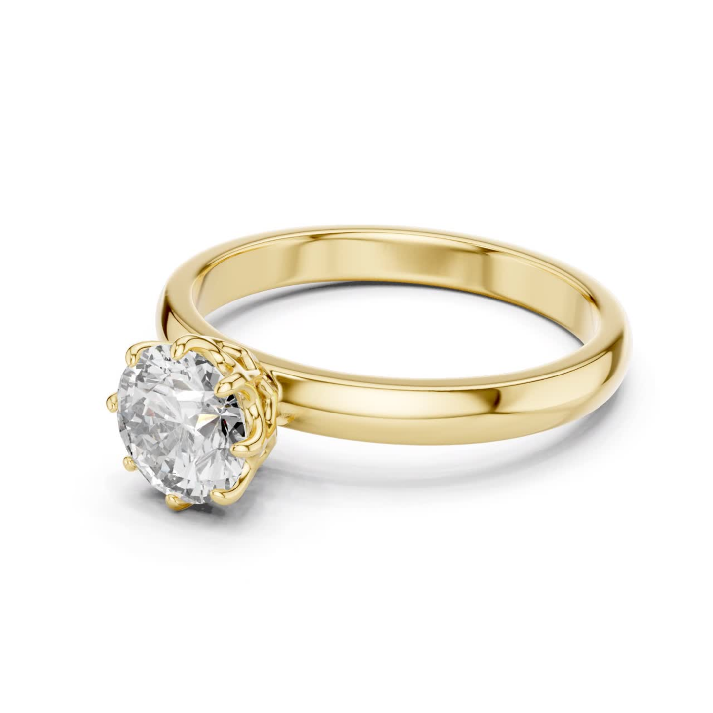 Yellow gold round cut diamond ring angle view
Yellow gold eight prong solitaire ring angle
Angled yellow gold round diamond engagement ring
Yellow gold polished diamond ring perspective
Round brilliant diamond ring with eight prongs
Yellow gold elegant solitaire ring angle detail
Yellow gold secure eight prong diamond setting
Yellow gold classic round diamond ring profile
Yellow gold minimal diamond ring side angle
Yellow gold round diamond ring with slim band